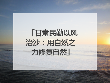 甘肃民勤以风治沙：用自然之力修复自然