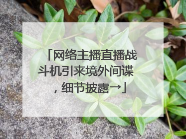 网络主播直播战斗机引来境外间谍，细节披露→