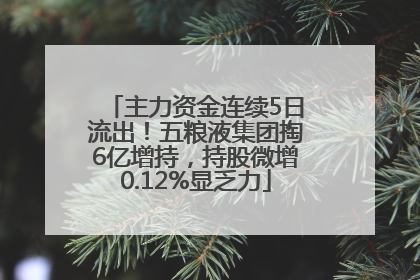 主力资金连续5日流出！五粮液集团掏6亿增持，持股微增0.12%显乏力