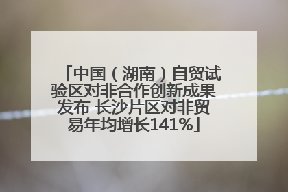 中国（湖南）自贸试验区对非合作创新成果发布 长沙片区对非贸易年均增长141%