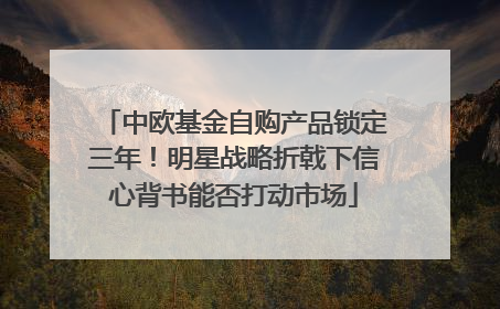 中欧基金自购产品锁定三年！明星战略折戟下信心背书能否打动市场