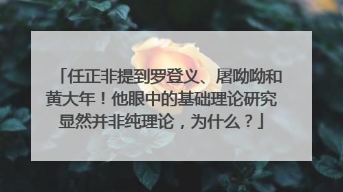 任正非提到罗登义、屠呦呦和黄大年！他眼中的基础理论研究显然并非纯理论，为什么？