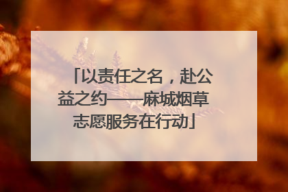 以责任之名，赴公益之约——麻城烟草志愿服务在行动