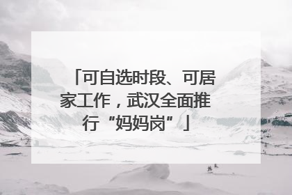 可自选时段、可居家工作，武汉全面推行“妈妈岗”