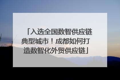 入选全国数智供应链典型城市！成都如何打造数智化外贸供应链
