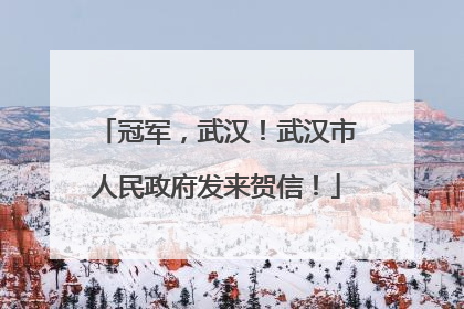 冠军，武汉！武汉市人民政府发来贺信！