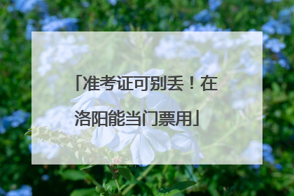 准考证可别丢！在洛阳能当门票用