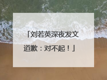 刘若英深夜发文道歉：对不起！