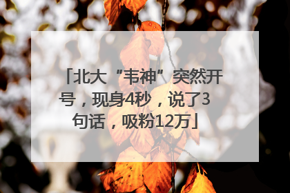 北大“韦神”突然开号，现身4秒，说了3句话，吸粉12万