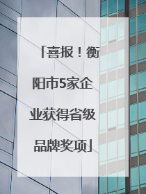 喜报！衡阳市5家企业获得省级品牌奖项