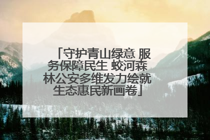 守护青山绿意 服务保障民生 蛟河森林公安多维发力绘就生态惠民新画卷