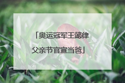 奥运冠军王懿律父亲节官宣当爸