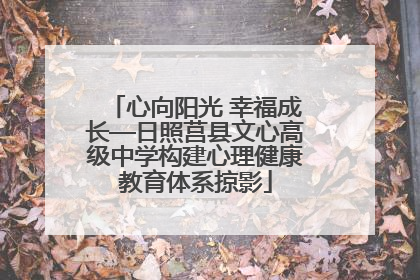 心向阳光 幸福成长—日照莒县文心高级中学构建心理健康教育体系掠影