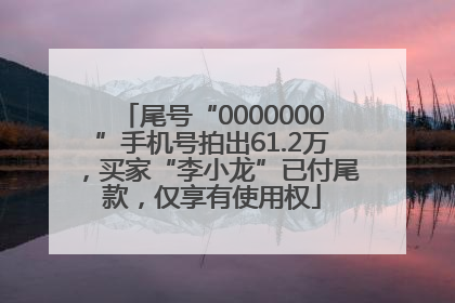 尾号“0000000”手机号拍出61.2万，买家“李小龙”已付尾款，仅享有使用权
