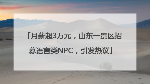 月薪超3万元，山东一景区招募语言类NPC，引发热议