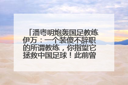 潘粤明炮轰国足教练伊万：一个装傻不辞职的所谓教练，你指望它拯救中国足球！此前曾多次发文评价国足