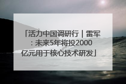 活力中国调研行｜雷军：未来5年将投2000亿元用于核心技术研发