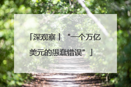 深观察丨“一个万亿美元的愚蠢错误”