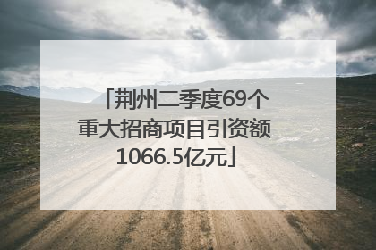 荆州二季度69个重大招商项目引资额1066.5亿元