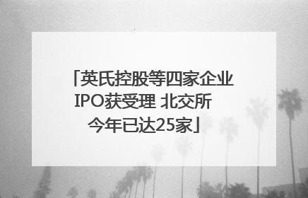 英氏控股等四家企业IPO获受理 北交所今年已达25家