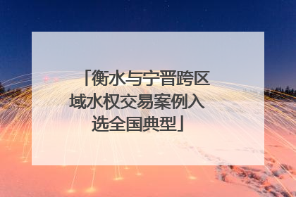 衡水与宁晋跨区域水权交易案例入选全国典型