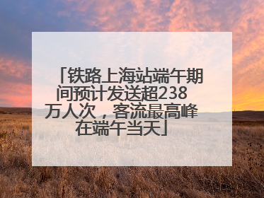 铁路上海站端午期间预计发送超238万人次，客流最高峰在端午当天