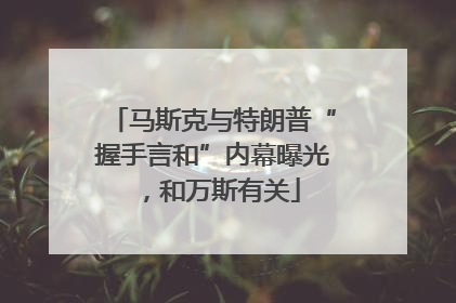 马斯克与特朗普“握手言和”内幕曝光，和万斯有关
