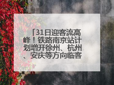 31日迎客流高峰！铁路南京站计划增开徐州、杭州、安庆等方向临客90.5对