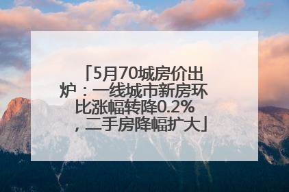 5月70城房价出炉：一线城市新房环比涨幅转降0.2%，二手房降幅扩大